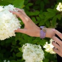 Bracelet cuir Ange | Mauve