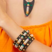 Bangle ethnique Enkaï | Black/Mango