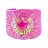 Bangle en velours Rosemary | Fushia/Onyx