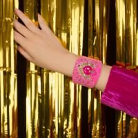 Bangle en velours Rosemary | Fushia/Onyx