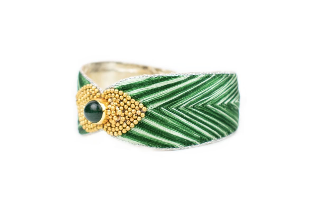 Bangle ethnique Braelle | Green Stripes
