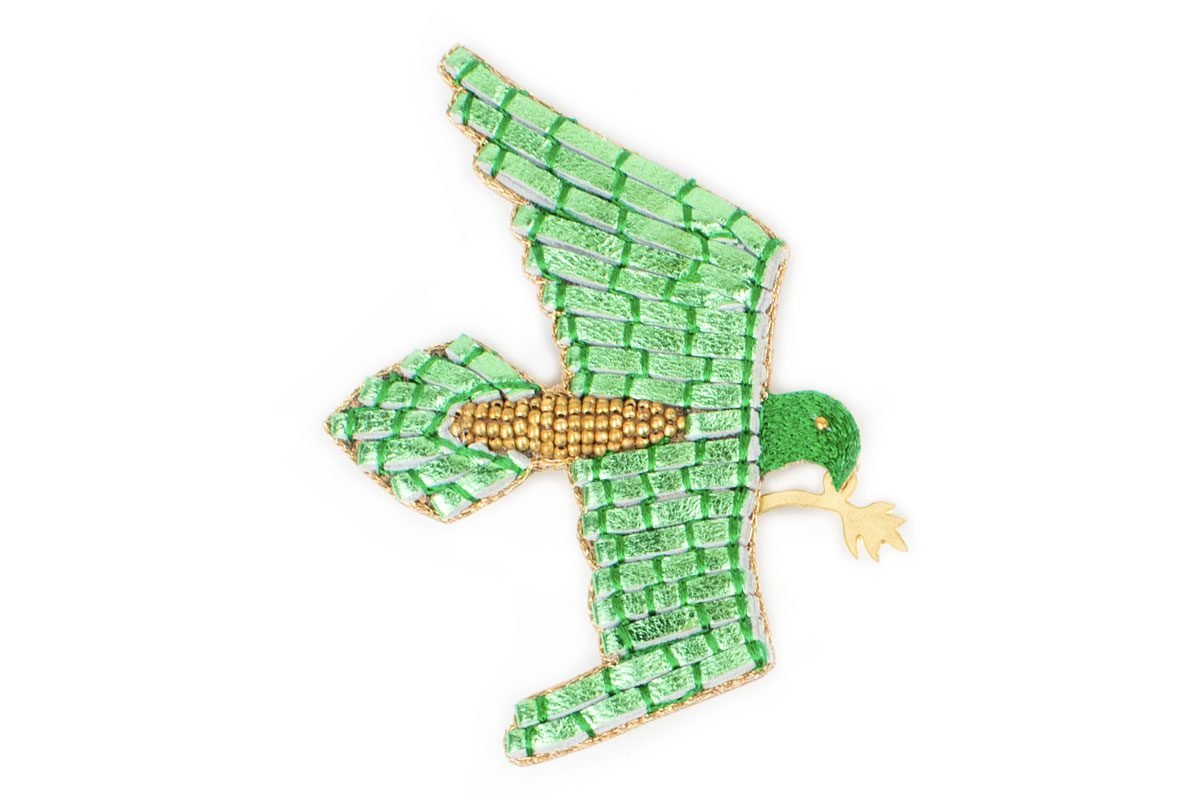 Broche (brooch) cuir Colomba | Green