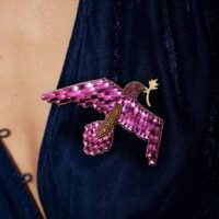 Broche cuir Colomba | Pink