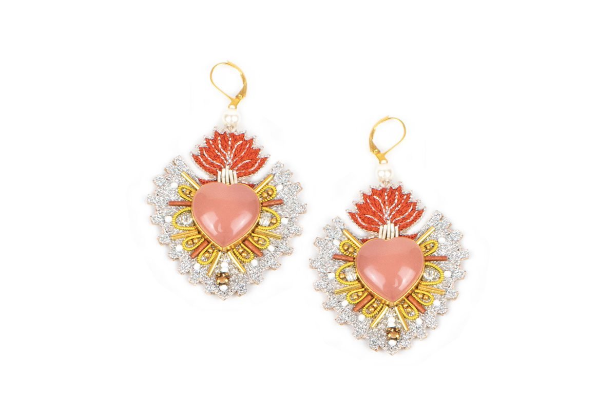 Boucles d'oreilles (earrings) sacré coeur Rosa | COPPER/Onyx Pink