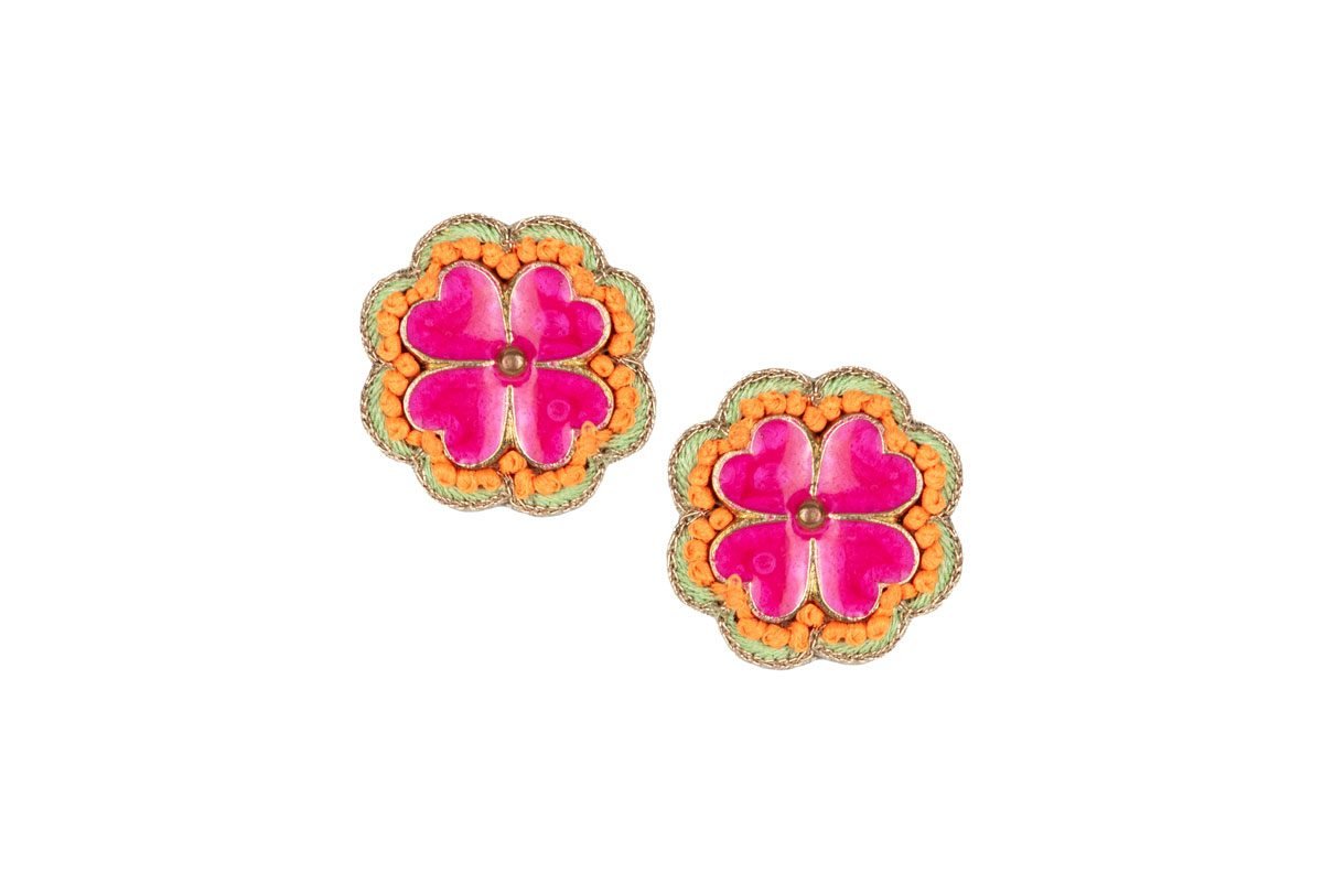 Clips Puces à oreilles (ear chip) Lucky Fushia