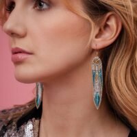 Boucles d'oreilles métalliques Apsa | Aquamarine