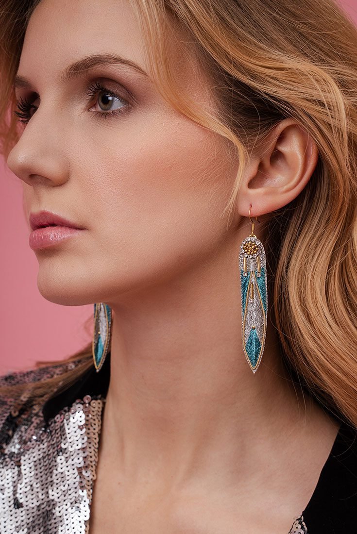 Boucles d'oreilles métalliques Apsa | Aquamarine