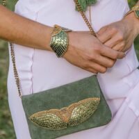 Pochette rock AKU | Kaki metallic