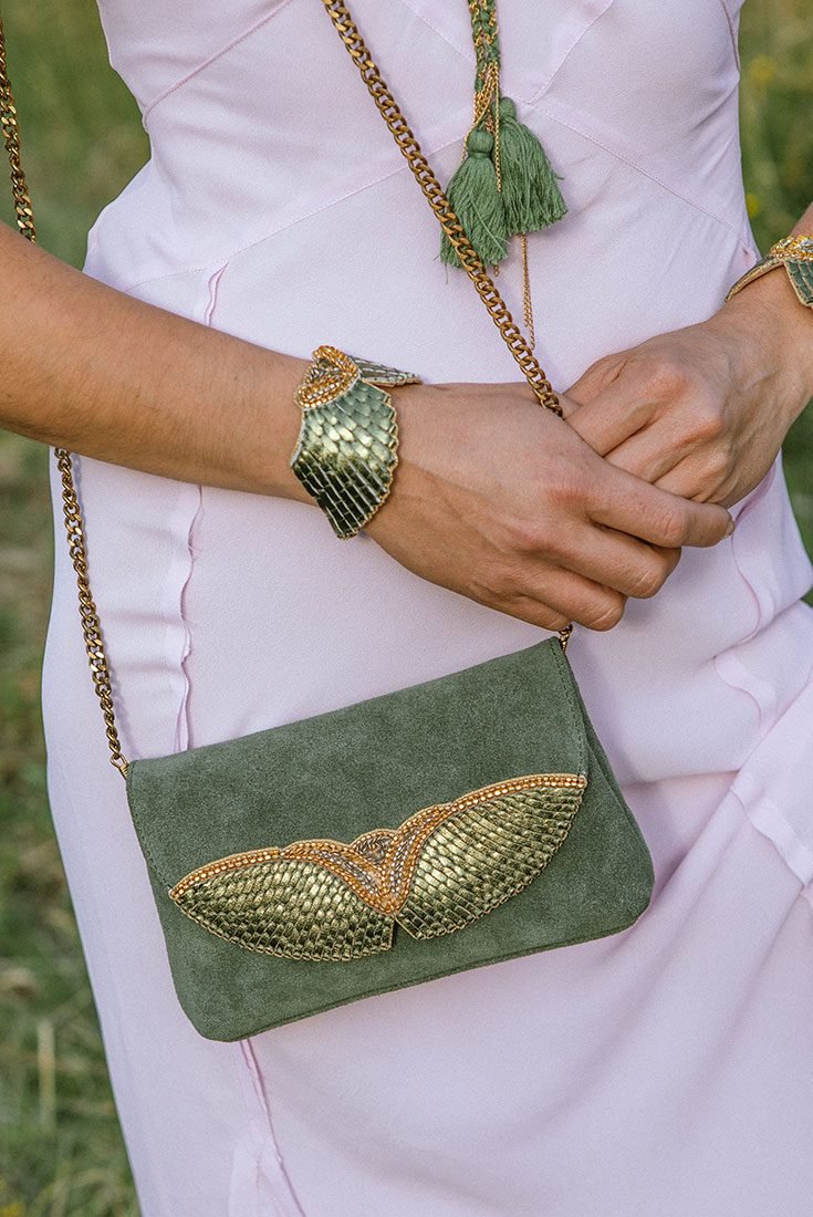 Pochette rock AKU | Kaki metallic