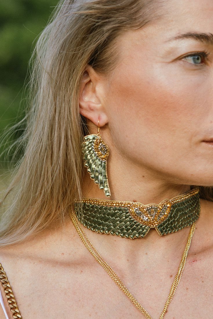 Boucles d'oreilles Anita Kaki metallic