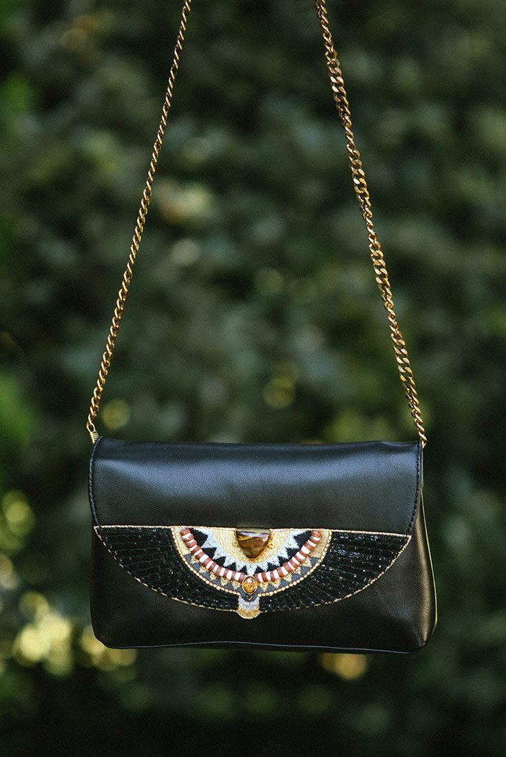 Pochette en cuir Cherina | Black lizard