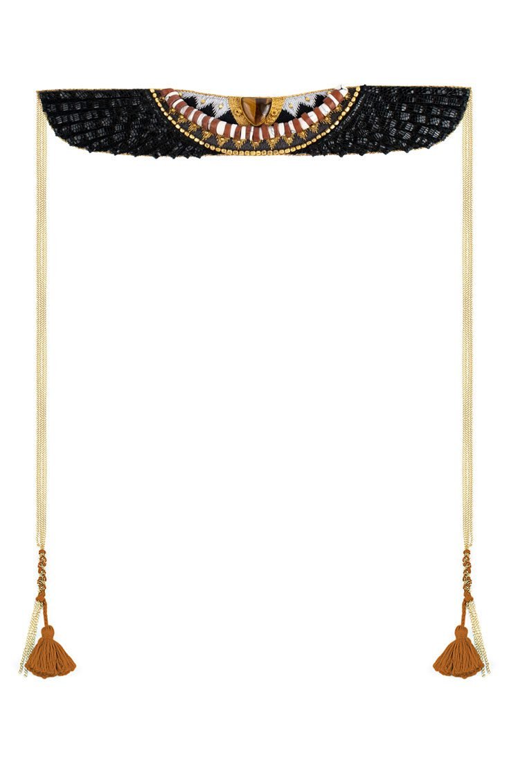 Chocker brodé en cuir Cheryle | Black lizard